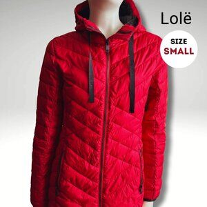 Lolë red quilted puffer coat